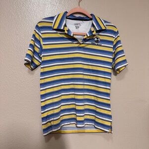 GARB Pebble Beach Boys Golf Striped Polo Shirt - Yellow & Blue